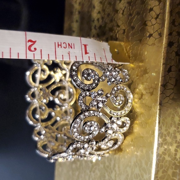 Wide Elastic Rhinestone Bracelet: Bridal Formal Special Occasion Competi… - Picture 3 of 4